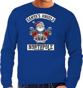 Grote maten foute Kerstsweater / Kersttrui Santas angels Northpole blauw voor heren - Kerstkleding / Christmas outfit 3XL (58)