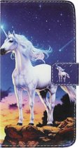 ADEL Kunstleren Book Case Pasjes Portemonnee Hoesje Geschikt voor Samsung Galaxy A11/ M11 - Paarden Eenhoorn Wit