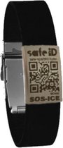 Safe-id Sos-armband Qr-code 22 Cm Rvs/siliconen Zwart/zilver