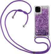 Lunso - Backcover hoes met koord - iPhone 12 Pro Max - Glitter Paars