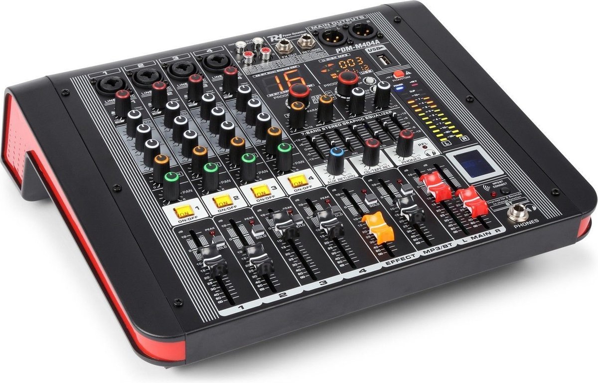 Power Dynamics PDM-M404A 4-Kanalen Studio Mixer met Versterker