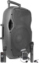 Mobiele speaker - Vonyx AP1200PA mobiele geluidsinstallatie met Bluetooth, handmicrofoon en headset - 600W
