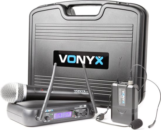 Vonyx WM73C 2-Kanaals UHF Draadloos Microfoonsysteem Combi met Handheld,  Bodypack en... | bol.com