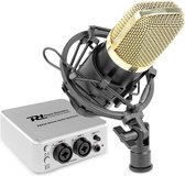 Studiomicrofoon met USB audio interface - Vonyx CM400B studiomicrofoon met Power Dynamics PDX25 USB audio interface voor podcast, opnames, studio's, etc.