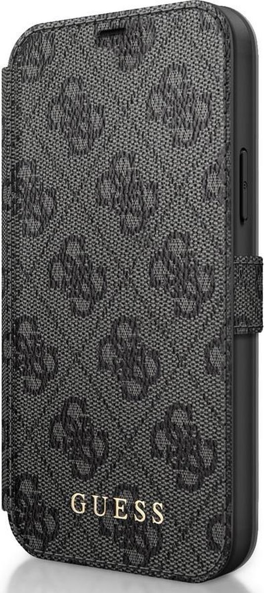 iPhone 12 Mini Bookcase hoesje - Guess - Effen Grijs - Kunstleer