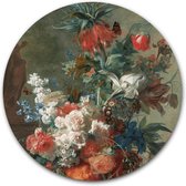 Wandcirkel Stilleven met Bloemen - WallCatcher | Jan van Huysum | Acrylglas 60 cm | Muurcirkel