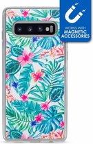 Samsung Galaxy S10 Hoesje - My Style - Magneta Serie - TPU Backcover - White Jungle - Hoesje Geschikt Voor Samsung Galaxy S10