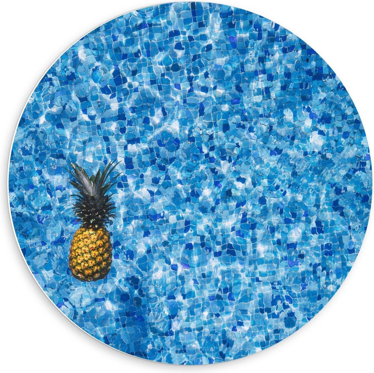 KuijsFotoprint - Schilderij - Verdwaalde Ananas In Het Water - Groen, Blauw En Oranje - 60 X 60 Cm