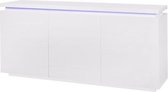 BLAUWE LICHT Dressoir 3 deuren en ledverlichting - Wit - B 170 x D 40 x H 80 cm