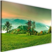 Schilderij Heuvels in de herfst, 4 maten, groen, Premium print