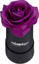 Relaxdays flowerbox - rozenbox - 1 roos in box - zwart - decoratie - kunstbloem - Paars