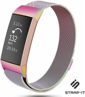 Milanees Smartwatch bandje - Geschikt voor  Fitbit Charge 3 Milanese band - regenboog - Maat: S - Strap-it Horlogeband / Polsband / Armband