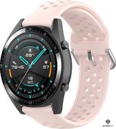 Siliconen Smartwatch bandje - Geschikt voor  Huawei Watch GT siliconen bandje met gaatjes - roze - 46mm - Strap-it Horlogeband / Polsband / Armband