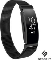 Milanees Smartwatch bandje - Geschikt voor Fitbit Inspire / Inspire HR / Inspire 2 Milanese band - zwart - Strap-it Horlogeband / Polsband / Armband - Maat: Maat S