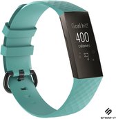 Siliconen Smartwatch bandje - Geschikt voor  Fitbit Charge 3 silicone band - aqua - Maat: S - Strap-it Horlogeband / Polsband / Armband