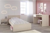 CHARLEMAGNE Complete kinderkamer - Bed + bedzijde + bureau - Eigentijdse stijl - Licht en witte acacia decoratie