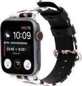 Leopard lederen bandje Wit-Bruin met klassieke gesp voor Apple Watch 38mm - 40mm horlogeband voor Iwatch Series 1|2|3|4|5|6 Watchbands-shop.nl