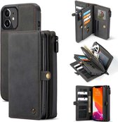 Caseme Apple iPhone 12 Mini Luxe Multi Portemonnee Hoesje - Zwart