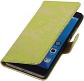Lace Bookstyle Wallet Case Hoesjes Geschikt voor Microsoft Lumia 535 Groen