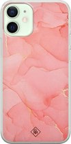 iPhone 12 mini hoesje siliconen - Marmer roze | Apple iPhone 12 Mini case | TPU backcover transparant