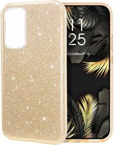 Huawei P40 Lite Hoesje Glitters Siliconen TPU Case Goud - BlingBling Cover