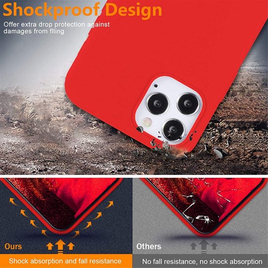 Backcover Hoesje Geschikt Voor: 12 Pro Liquid Silicone rubberen hoesje + 2X volledige Tempered screenprotector - Rood