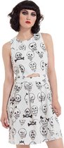 Jawbreaker Korte jurk -M- Vertex Cut Out Skull Doodle Wit