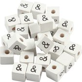 Letterkralen. wit. &. afm 8x8 mm. gatgrootte 3 mm. 25 stuk/ 1 doos