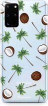 Fooncase Hoesje Geschikt voor Samsung Galaxy S20 Plus - Shockproof Case - Back Cover / Soft Case - Coco Paradise / Kokosnoot / Palmboom