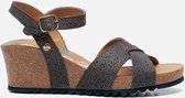 Panama Jack Vika Roses B5 sandalen met sleehak blauw - Maat 42