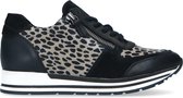 Manfield - Dames - Zwarte sneakers met panterprint - Maat 38