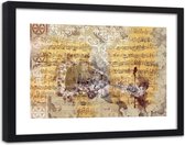 Foto in frame Gitaar op bladmuziek, 120x80, beige, Premium print