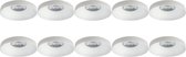 Spot Armatuur 10 Pack - Pragmi Vrito Pro - GU10 Fitting - Inbouw Rond - Mat Wit - Aluminium - Ø82mm - BSE