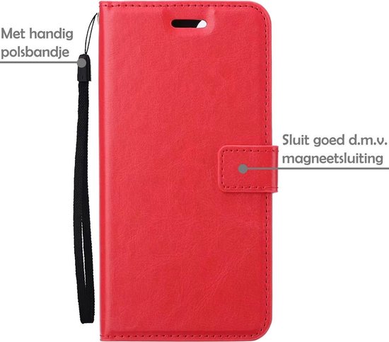Étui iPhone 12 Pro Max Case Book Case avec protecteur d'écran encoche fermée - rouge