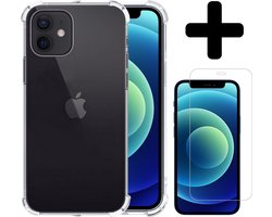 Hoesje - Met Screenprotector - Geschikt voor Apple iPhone 12 Mini - Sterk & Shockproof - Back Cover - Siliconen Case - Telefoon Hoes - Shock Proof - Telefoonhoes - Transparant