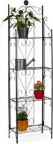 Relaxdays metalen plantenrek met 4 etages - opklapbaar - bloemenrek - zwart