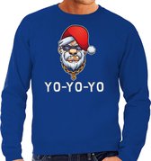 Gangster / rapper Santa foute Kerstsweater / Kersttrui blauw voor heren - Kerstkleding / Christmas outfit L