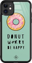 iPhone 11 hoesje glass - Donut worry | Apple iPhone 11  case | Hardcase backcover zwart