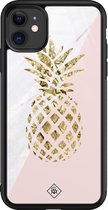 iPhone 11 hoesje glass - Ananas | Apple iPhone 11  case | Hardcase backcover zwart