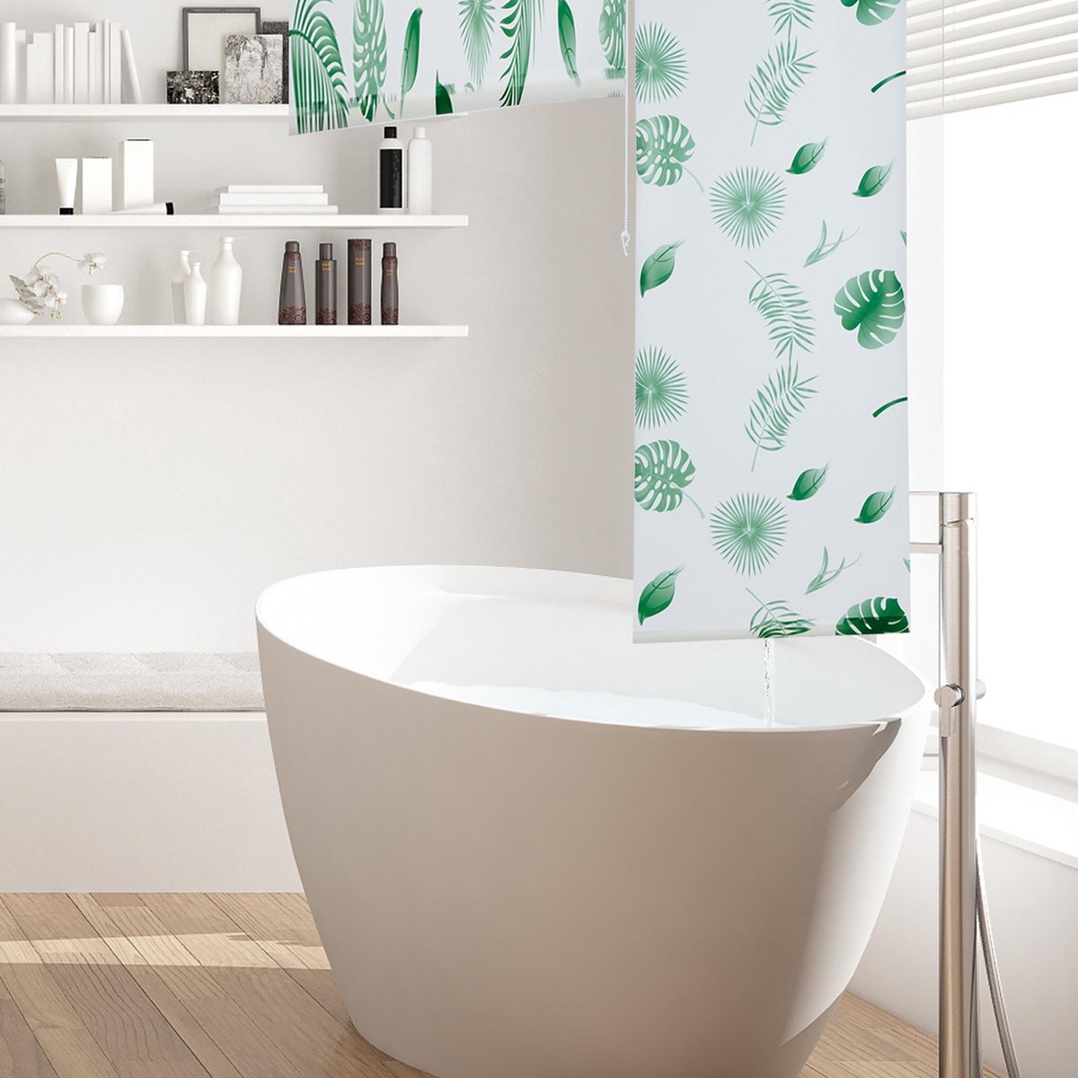 Relaxdays douchegordijn plafondmontage - badgordijn - gordijn voor badkuip  - bladeren... | bol.com