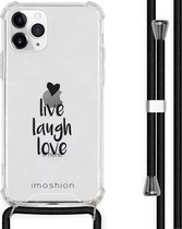 iMoshion Design hoesje met koord voor de iPhone 11 Pro - Live Laugh Love - Zwart