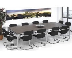 Vergadertafel 12 personen Kubus breed 320CM diep 160CM bladkleur Ahorn framekleur Aluminium (RAL9006)