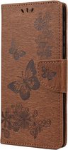 Vlinder Book Case - Motorola Moto G9 Play Hoesje - Bruin