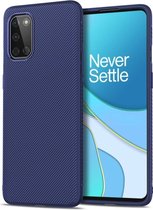 OnePlus 8T Hoesje Twill Slim Texture Back Cover Blauw