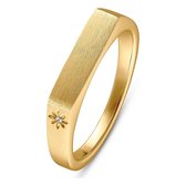 QOOQI Dames-Ring 925 Zilver Zirkonia 58 Gold 32013645