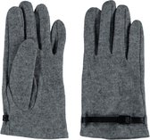 Sarlini fijn gebreide Dames handschoen Grijs met zwart riempje