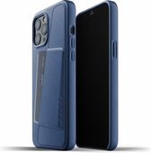 Mujjo - Leather Wallet iPhone 12 Pro Max 6.7 inch | Blauw