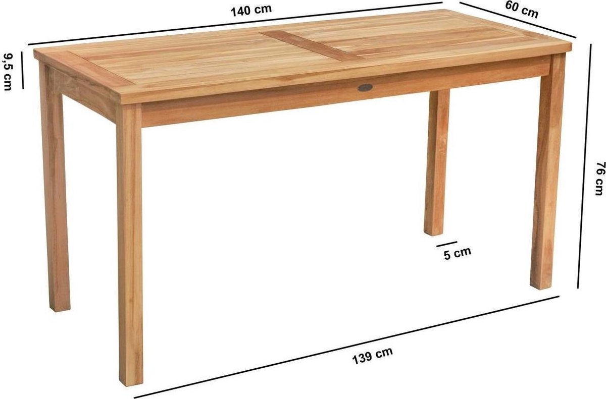 opblijven Afspraak De onze Teak Tuintafel | 140x60x75 | Balkontafel Teakhout | bol.com