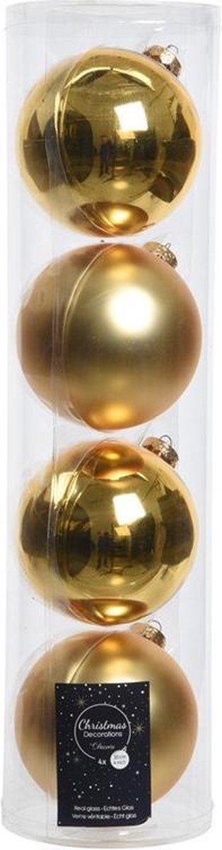 16x stuks Gouden glazen kerstballen 10 cm - Mat/matte - Kerstboomversiering goud