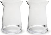 Set van 2x stuks transparante trechter vaas/vazen van glas 23 x 30 cm - Woonaccessoires/woondecoraties - Glazen bloemenvaas - Boeketvaas